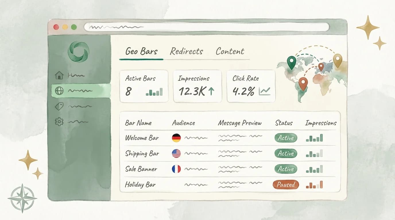 The GeoBar dashboard